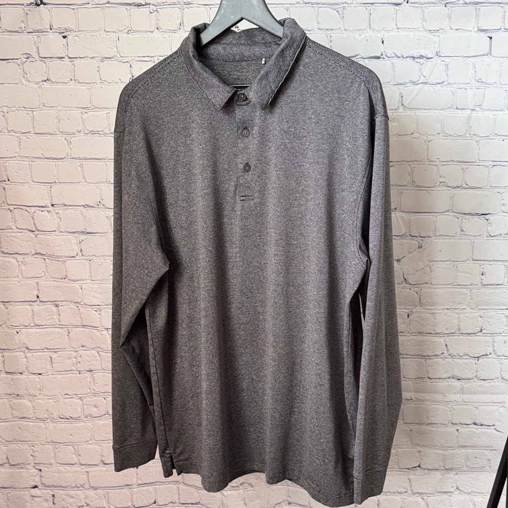 Men's Long Sleeve Polo - Heather Gray